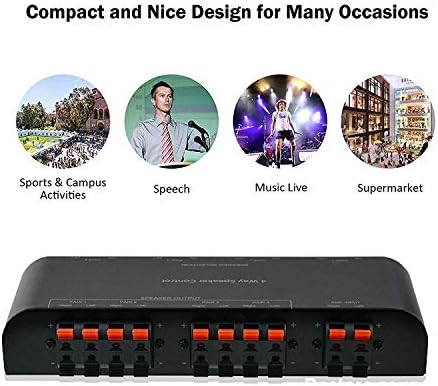 4-Channel Speaker Switcher Selector Box with Terminal Claps 200W RMS Max 100W Switchable, Black