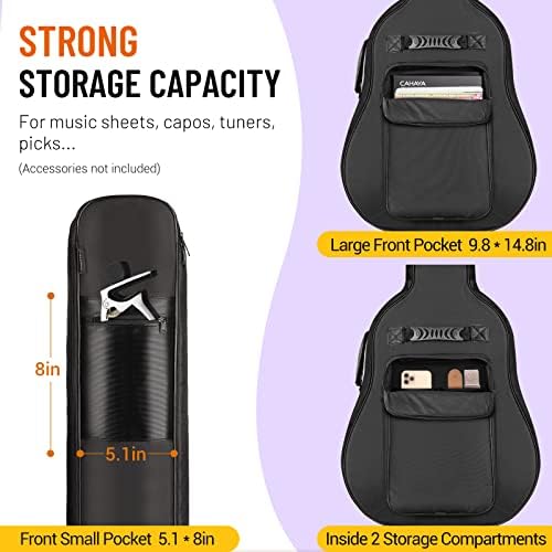 CAHAYA Guitar Bag Upgraded Premium Version for 40 41 42 Inch Acoustic Guitar Gig Bag 0.5in Thick Sponge Overly Padded Water Resistent Guitar Case