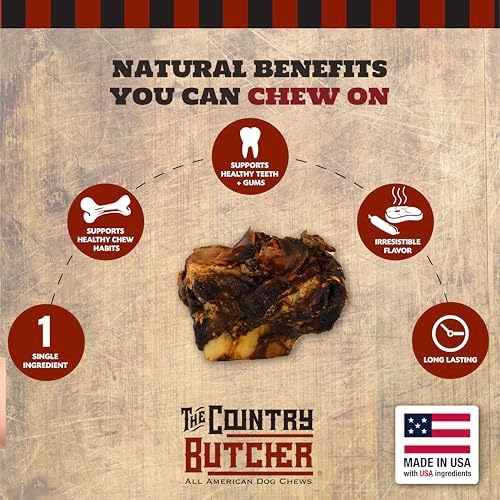 THE COUNTRY BUTCHER Crown Knuckle Beef Dog Bones, Natural Chew, USA, 4 Ct