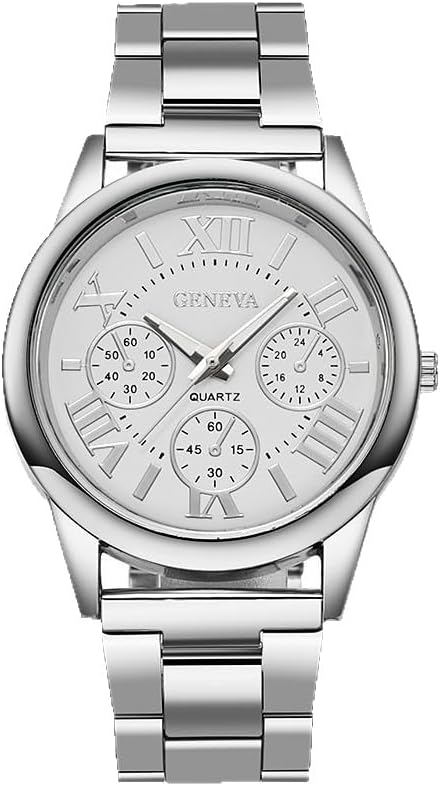 Women Girls Wholesale 2 Pack Watch Set Roman Numerals Dial with 3 Decorated Small Sub-dials Men Business Stainless Steel Quartz Analog Wrist Watches