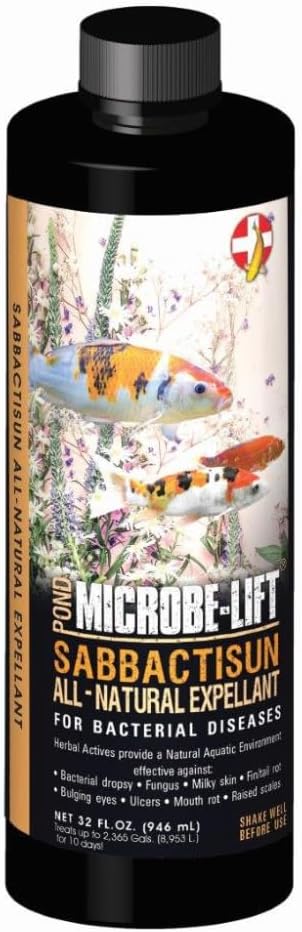 MICROBE-LIFT Sabbactisun Disease Treatment for Ponds and Outdoor Water Gardens, Disease Expellant for Pond Fish, 16 Fl Oz