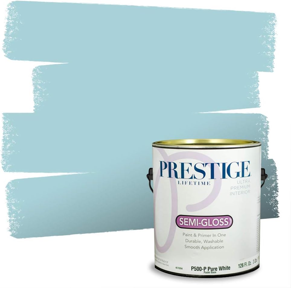 PRESTIGE Paints Exterior Paint and Primer In One, 1-Gallon, Satin, Comparable Match of Sherwin Williams* Blue Nile*