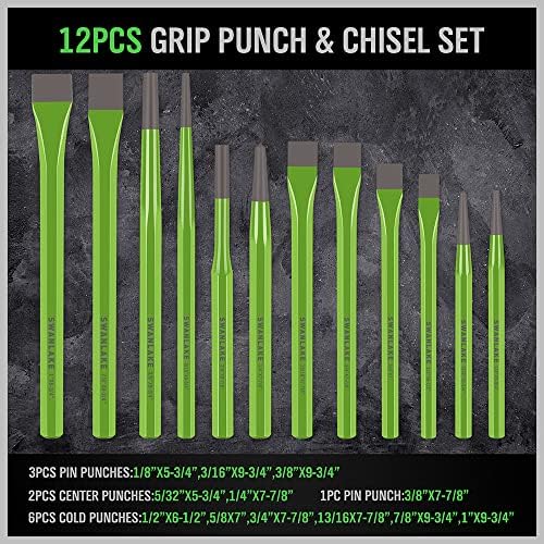 16-Piece Precision Punch & Chisel Set - Taper Punch, Pin Center Punch, Cold Chisels & Gauge for Versatile Applications