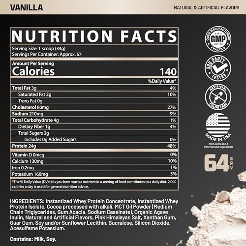 Nutrex Research Vanilla Whey Protein Powder for Men and Women Muscle Recovery Support