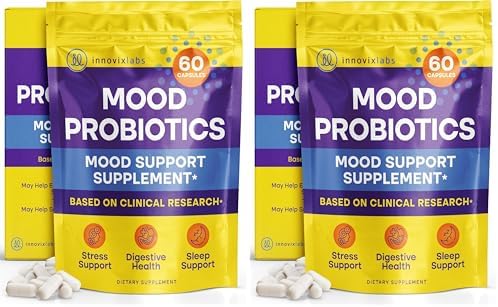 InnovixLabs Mood Support Probiotics for Women & Men (60 Capsules) | Supports Relaxation & Digestive Health, Acidophilus Probiotic w/ Lactobacillus & Bifidobacterium 5 Billion CFU, 30-Day Supply