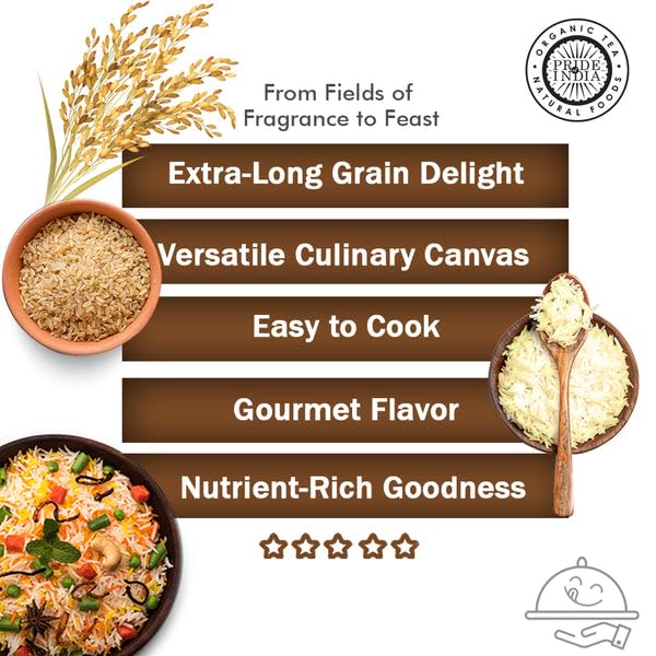Pride Of India - Extra Long Indian Basmati Rice - Naturally Aged Aromatic Grain, 1.5 Pound Jar