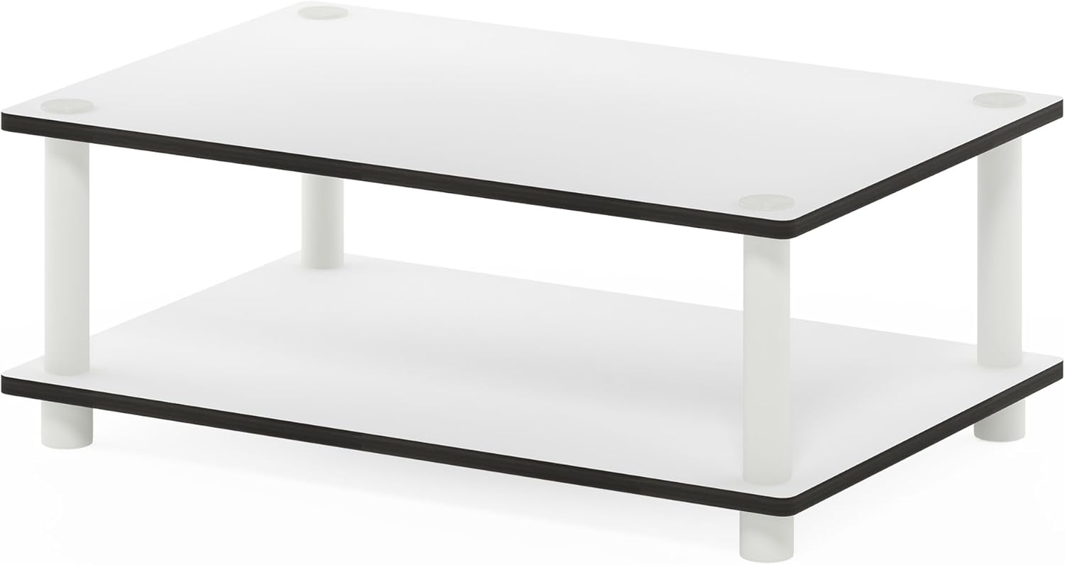 Furinno Turn-N-Tube TV Riser Stand, 2-Tier Small Elevated No Tools TV Stand, TV Console for TV up to 32 inch, 15.8 x 23.8 x 11, for Living Room, Bedroom, French Oak/Black