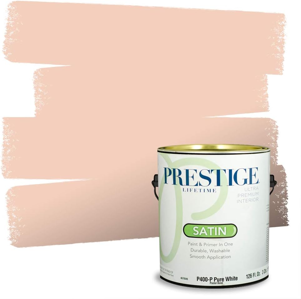 PRESTIGE Paints Exterior Paint and Primer In One, 1-Gallon, Semi-Gloss, Comparable Match of Sherwin Williams* Captivating Cream*