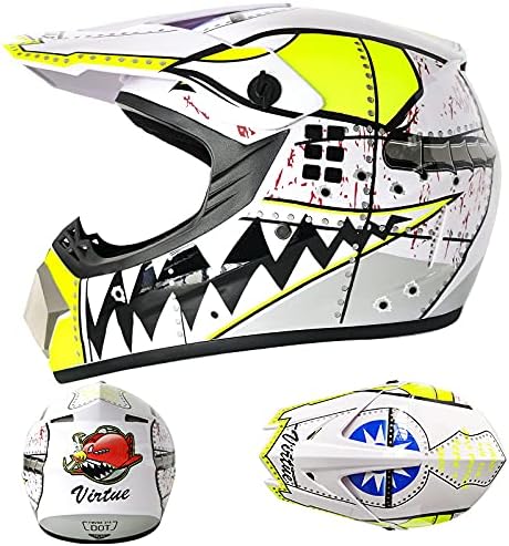 Motocross Offroad Helmet Dirt Bike Street Helmet Motorcycle Helmets ATV BMX MX Helmet with Gloves Goggles Mask for Unisex Youth Kids DOT / FMVSS 218