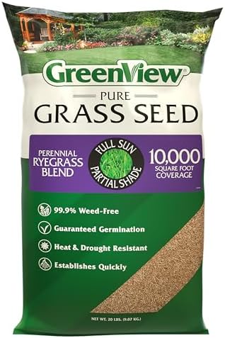 GreenView Pure Grass Seed Perennial Ryegrass Blend, 20 lb. Bag | Covers up to 10