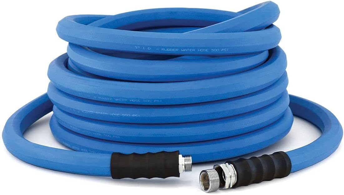 AG-LITE BSAL5825 5/8" x 25' Hot/Cold Water Rubber Garden Hose, 100% Rubber, Ultra-Light, Super Strong, 500 PSI, 50F to 190F Degrees, High Strength Polyester Braided