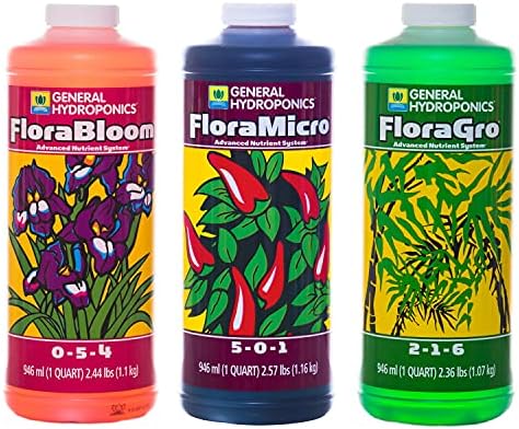 General Hydroponics FloraSeries Advanced Nutrient Fertilizer System, 3-Part Bundle with FloraMicro, FloraBloom and FloraGro, 16 oz.