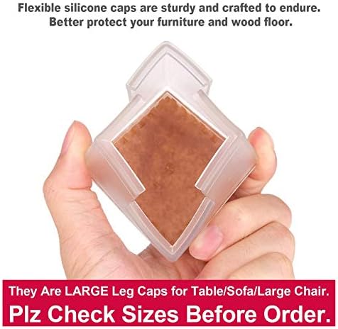 Large Table Leg Floor Protectors 1-15/16" to 2-1/16" (49mm-53mm) Large Furniture 2 inch Sofa Leg Caps Square Silicone