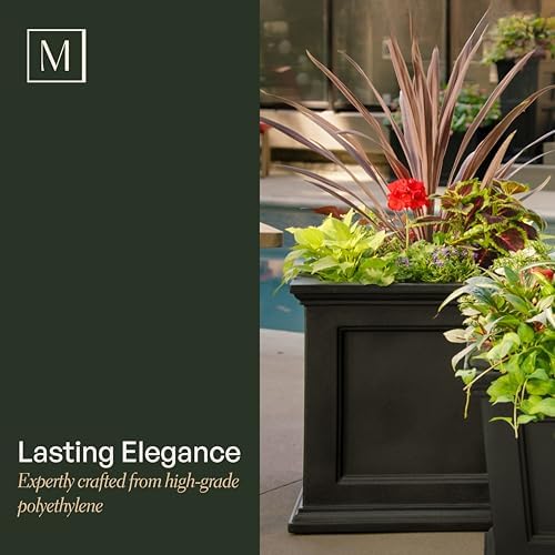 Mayne 5825W Fairfield Patio Planter, White, 20-Inch | Self-watering, All season, Fade resistant, Double-wall design, 15-year warranty
