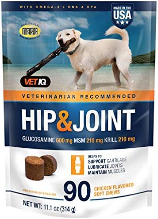 VetIQ Hip & Joint Supplement for Dogs, Chicken Flavored Soft Chews, 90 Count
