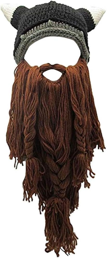 Creative Barbarian Knit Beard Hat Funny Knit Cap Wig Beanie Hats