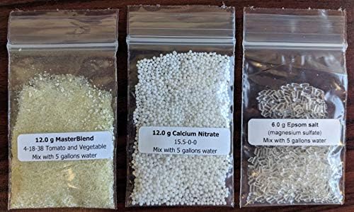 Masterblend Tomato & Vegetable Fertilizer Plant Nutrients Fertilizer Combo Kit - Pre-Weighed Packets for 5 Gallons - 3 Kits to Make 15 gallons Total