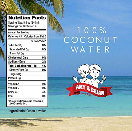 Amy & Brian Non-GMO Coconut Water, Original, 17.5 Fl Oz (Pack of 12)