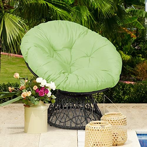 Tangkula Papasan Chair Rattan Ergonomic Chair w/ 360-degree Swivel and Soft Cushion, Solid Structure & Stable Base, Ideal for Garden, Balcony