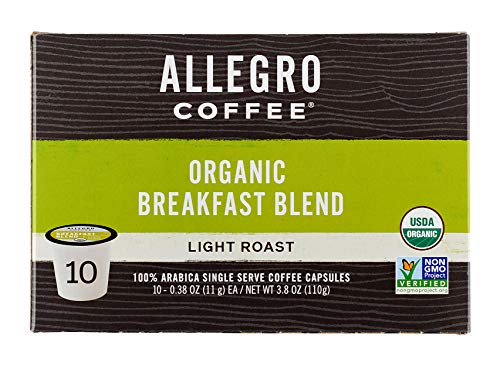 Allegro Coffee, Coffee Breakfast Blend Pods Organic 10 Count, 3.8 Ounce