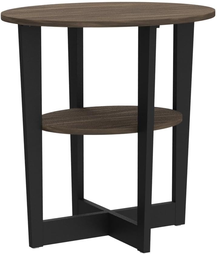 Furinno SIMPLE DESIGN Side Table, 2-Tier Modern End Table with Soft Edges, Open Shelves Night Stand, Bedside Table, for Living Room, Bedroom, French Oak