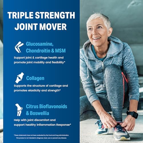 Vitamin World Triple Strength Joint Mover, Glucosamine Chondroitin with MSM | Joint Support Supplement, Collagen & Boswellia Serrata Extract, Support Joint Strength, Comfort & Flexibility, 270 Caplets