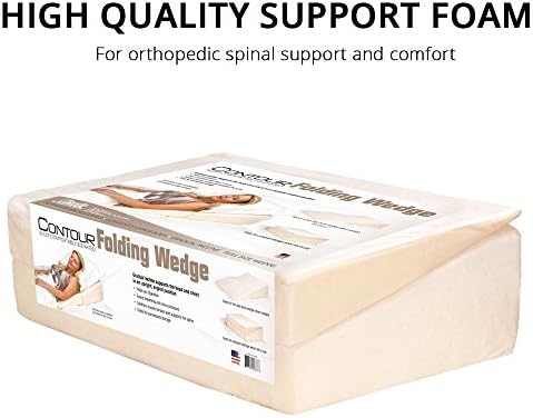 Contour Folding Wedge Pillow Extended Length- 7x24x32 Inch Bed Wedge for Elevated Sleeping, GERD & Acid Reflux Relief