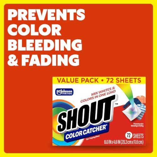 Shout Color Catcher Sheets for Laundry, Maintains Clothes Original Colors, 72 Count