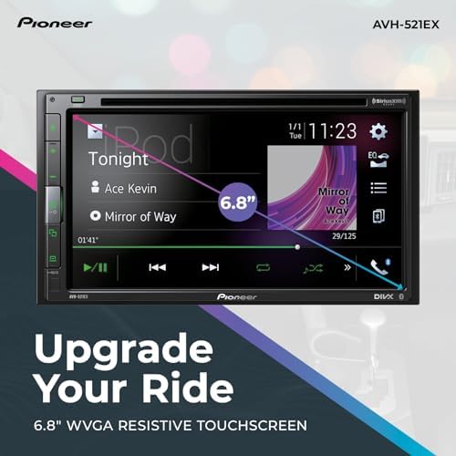 Pioneer AVH-521EX 6.8" Resistive Touchscreen Double Din Car Stereo | DVD Multimedia Receiver, Bluetooth, Backup Camera, SiriusXM, USB, FLAC Playback