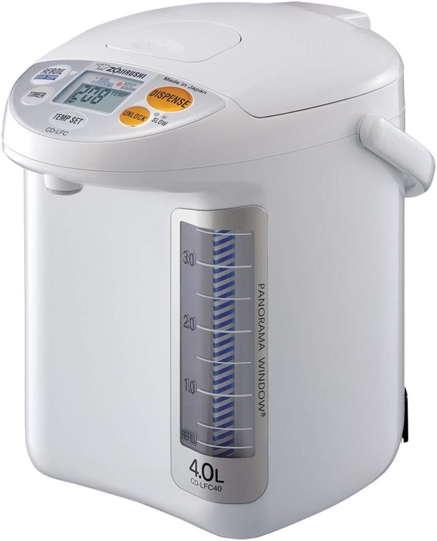 Zojirushi CD LFC50 Micom Water Boiler and Warmer, 5.0l, 169 Oz (White) | Four keep-warm settings, Quick Temp mode, timer, panorama gauge