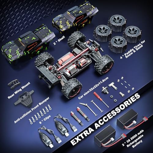 1/14 Brushless RC Cars for Adults Fast 50+ mph, RC Trucks 4x4 Offroad Waterproof, Electric Powered High Speed Remote Control Car