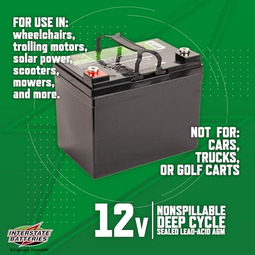 Interstate Batteries 12V 35Ah SLA AGM Deep Cycle Battery Insert Terminal