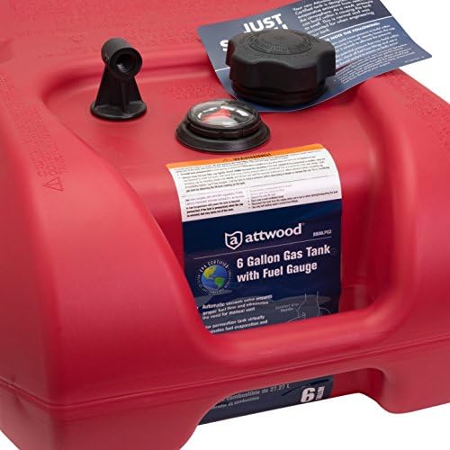 Attwood EPA and CARB Certified 6-Gallon Portable Marine Boat Fuel Tank
