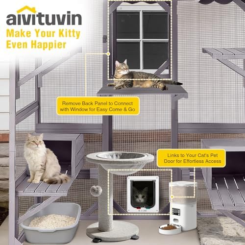 Aivituvin Extra Large Window Catio 5-Level Outdoor Cat Enclosure with Cover