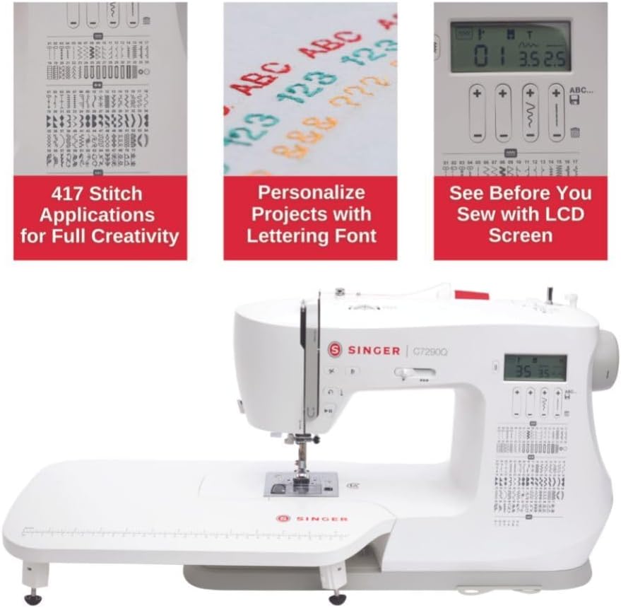 SINGER® Quantum Stylist 9960 Computerized Sewing & Quilting Machine | Hard case, extension table, 13 presser feet included, 600 stitches, 5 fonts, LED light, metal frame, 13 one-step buttonholes
