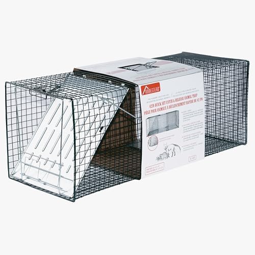 HOMESTEAD 42'' Heavy Duty Live Animal Trap - Professional Quick Set Trigger, Galvanized Steel Cage, Camouflage Finish, Rust Proof Mesh