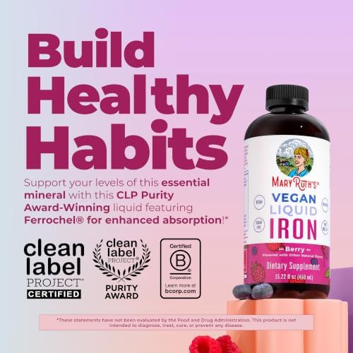 MaryRuth's Liquid Iron Supplement for Women Men & Kids, 15.22 Fl Oz, Vegan