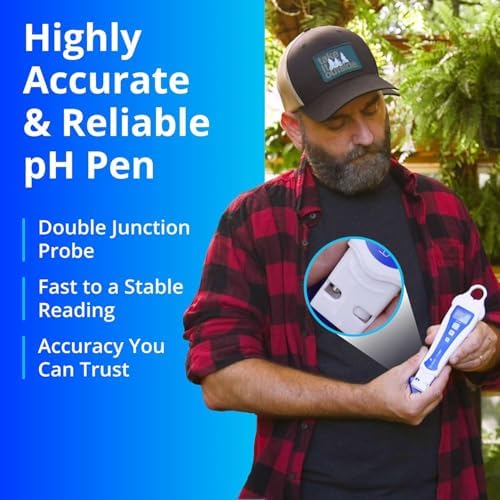 Bluelab pH Pen - ± 0.1 pH Accurate - Durable Double Junction Probe | Waterproof and Floats - Auto Temperature Compensation - Made in NZ