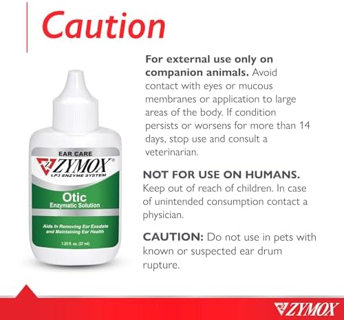 PKB Animal Health Zymox Otic Enzymatic Solution for Dogs and Cats to Soothe Ear Infections Without Hydrocortisone for Itch Relief, 1.25oz