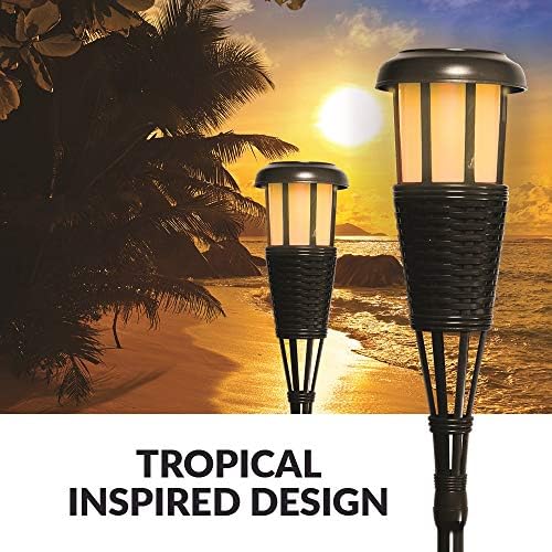 Newhouse Lighting FLTORCH2-B Solar-Powered Flickering Flame Effect LED Outdoor Island Torches for Landscape Lighting, Black Dark Chocolate Finish