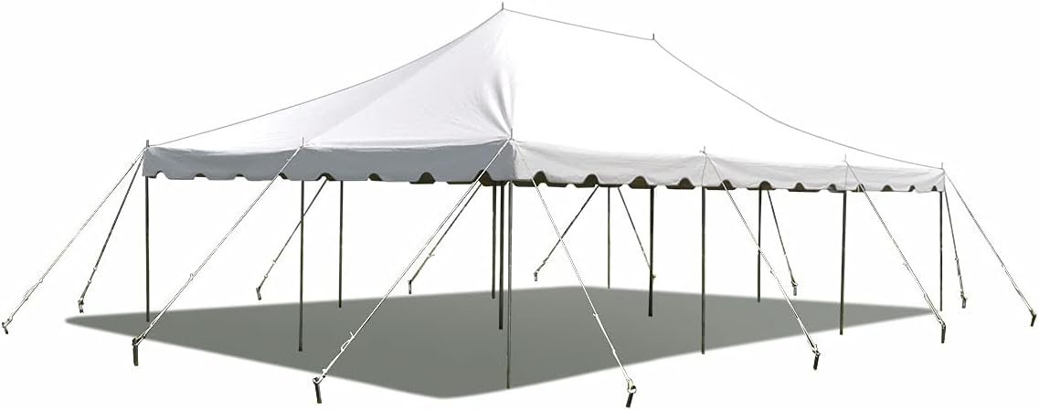20’ x 20’ Weekender Canopy Pole Tent, Indoor and Outdoor Heavy Duty Easy Up, 80 Person Capacity Tent for Parties, Weddings, and Events, Commercial and Residential Use, PVC White Top | Easy Up Weekender Canopy Tent With 80 Person Capacity - Outdoor Canopi…