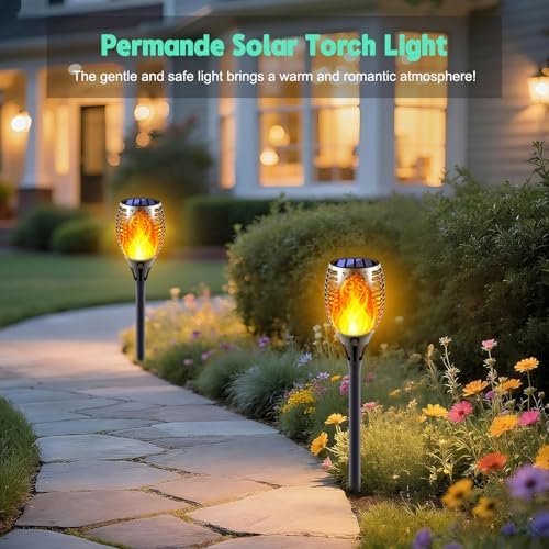 8 Pack Large Size Solar Flame Lights Outdoor with Flickering Flame
