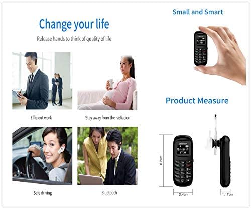 Mini Small Mobil Cell Phone L8star BM70 Bluetooth Handset 0.66 inch Unlocked Bluetooth Earphone Dialer Support SIM Card(Black)