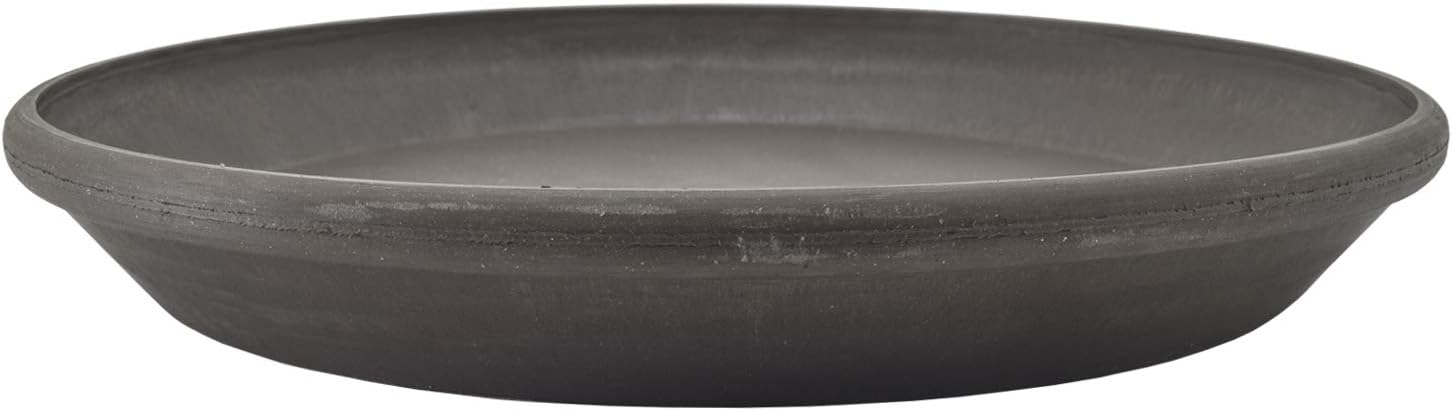 PSW Pot Collection AP25DC 10-inch Plastic/Stone/Wood Composite Plant Saucer Drip Tray – No Drainage Hole (Drillable), Indoor/Outer Water Tray, Dark Charcoal