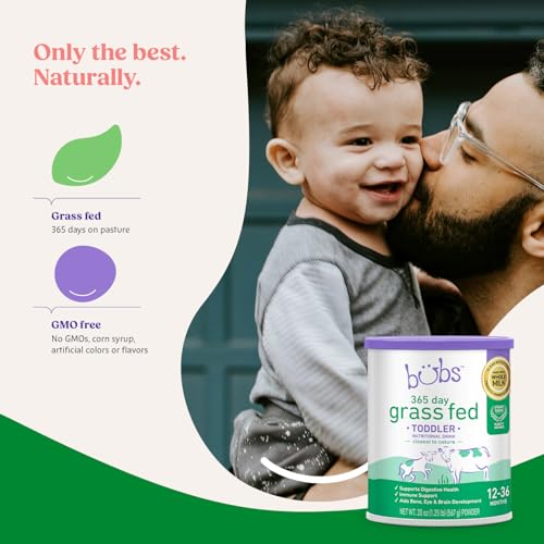 Bubs 365 Day Grass Fed Infant Formula for 0-12 Months, Non-GMO Milk, 20oz | Cow Milk-Based Powder with Iron, DHA, Prebiotics & Probiotics to Support Gentle, Digestive Health