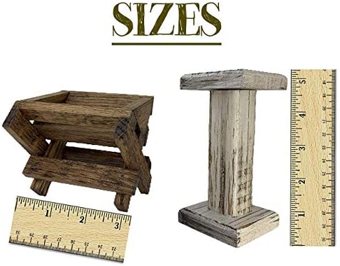 Baby Manger Oak -Angel Stand, Antique White Wood (Fits a Willow Tree Angels and Nativity Figurines)