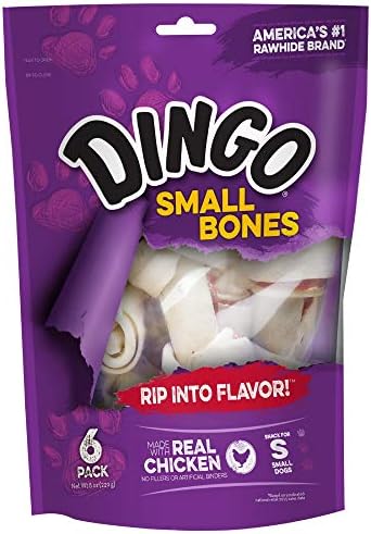 Dingo 156095 Rawhide Bones For Small Dogs, Chicken,White, 6-Count, 8 Ounces