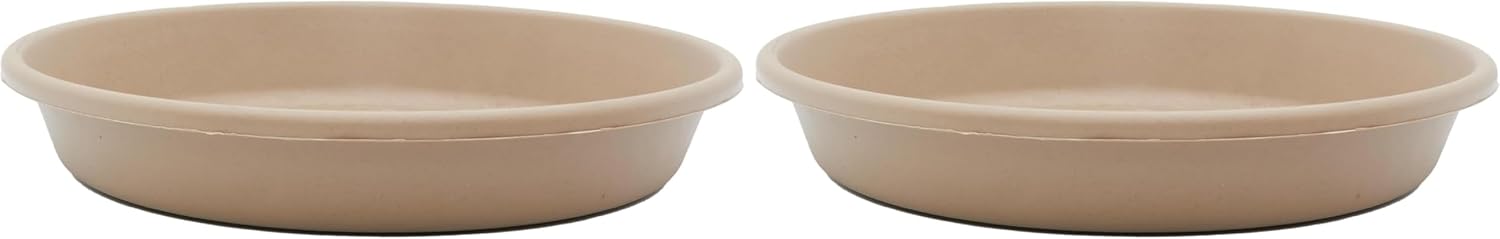 The HC Companies 14 Inch Round Plastic Classic Plant Saucer - Indoor Outdoor Plant Trays for Pots - 14"x14"x2.5" Sandstone