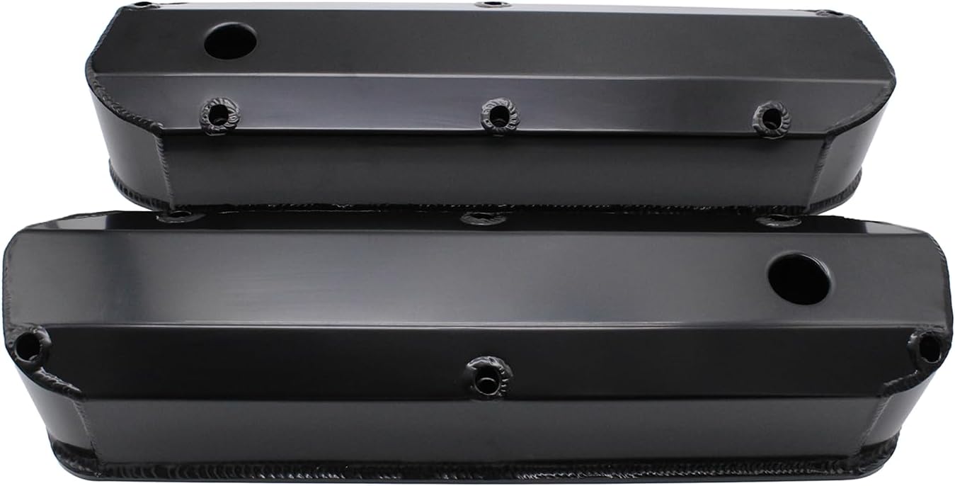 Black Fabricated Aluminum Tall Baffled Valve Covers Compatible for F-ord SBF V8 260 289 302 351W