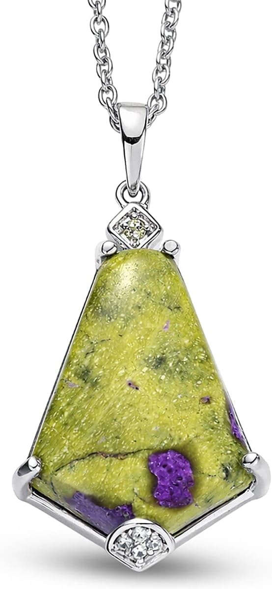 Multi 11.50 ctw Earthborn Grace Royal Shield Pendant Steel Necklace 20"